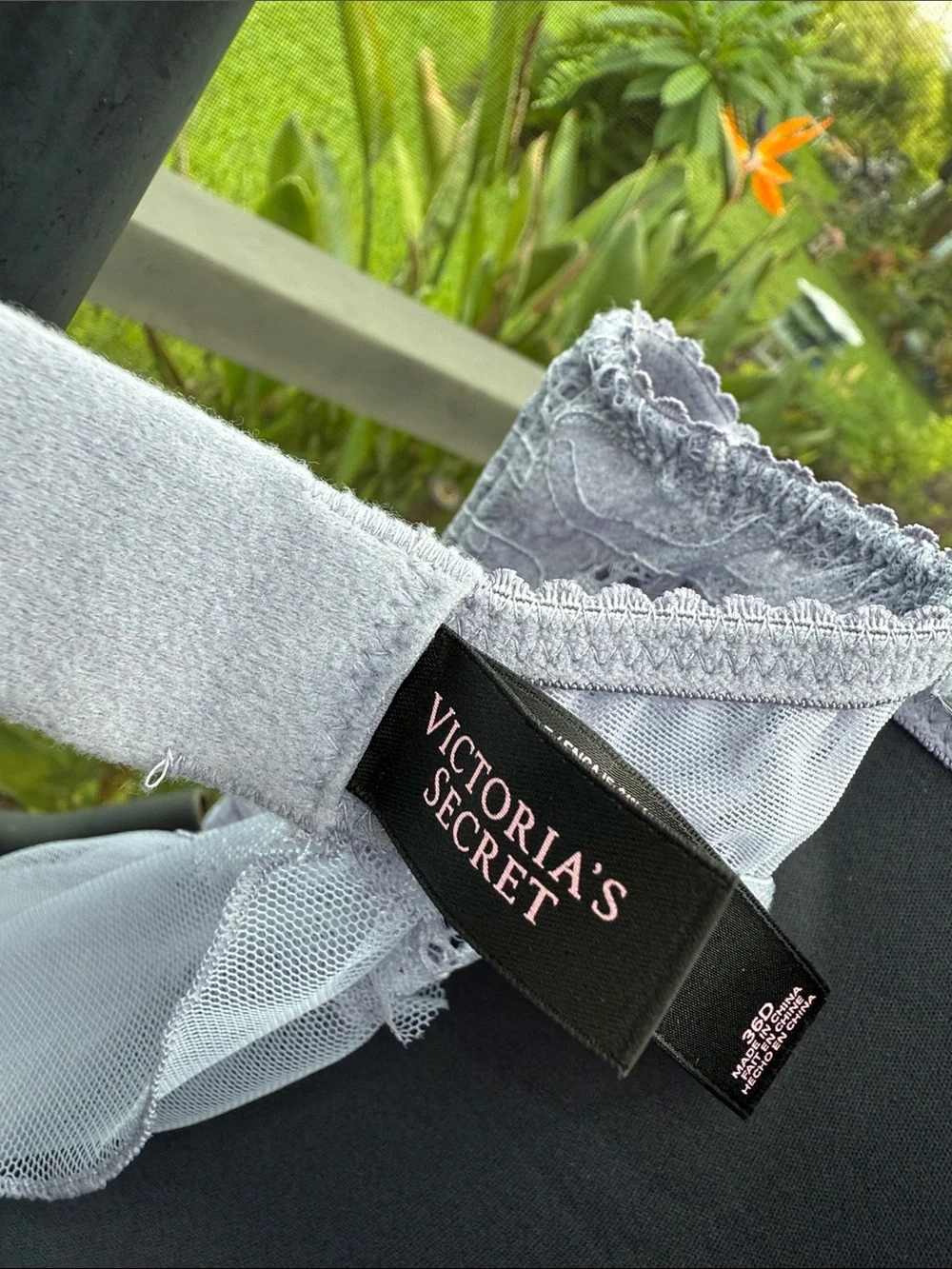 Victoria's Secret Lavender Lace & Sheer Babydoll Chemise with Ribbon Tie